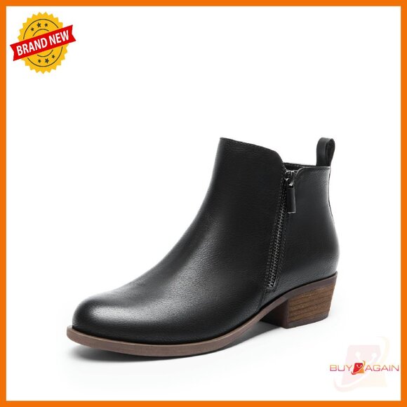 Women's Ankle Boots Chunky Heel Side Zipper Booties Size 6-11